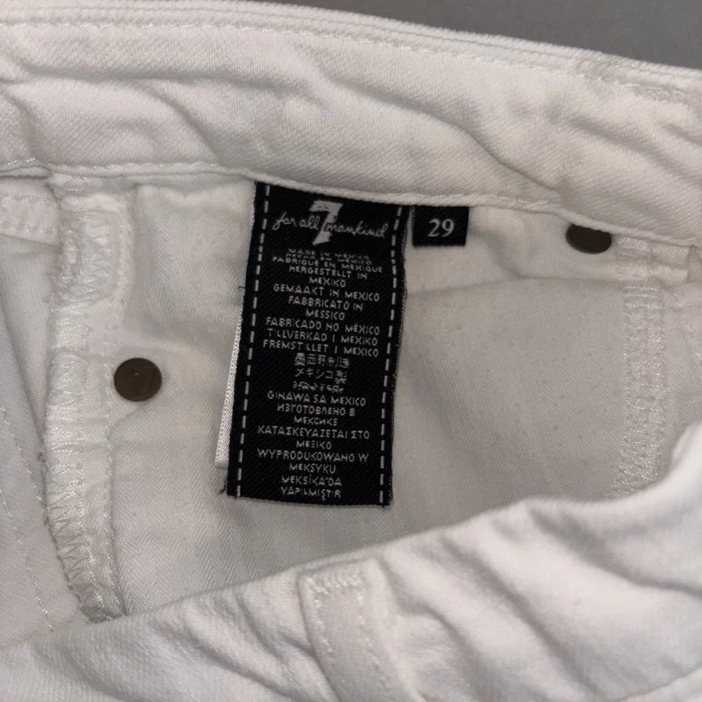 7 For All Mankind 29‎ WHITE Kimmie Crop Mid Rise STRETCH Denim Women's Jeans EUC